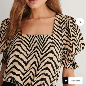 Smock Puff Sleeve Square Neck Top